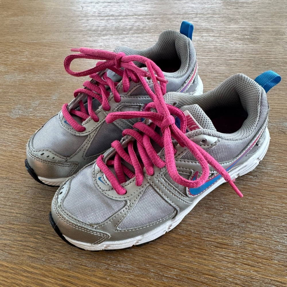 Silver & Pink Nike Kids Sneakers